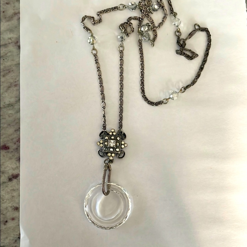 Banana Bob Elegant Silver and Crystal Pendant Necklace